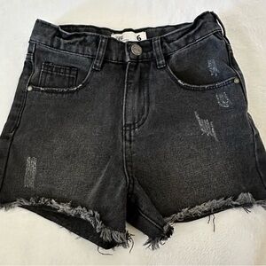Girls black distressed Cotton-On jean shorts